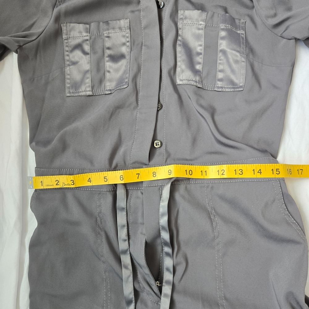 White House Black Market Jumpsuit Womens 4 Gray Utility Cargo Long Sleeve Chic - Picture 12 of 14
